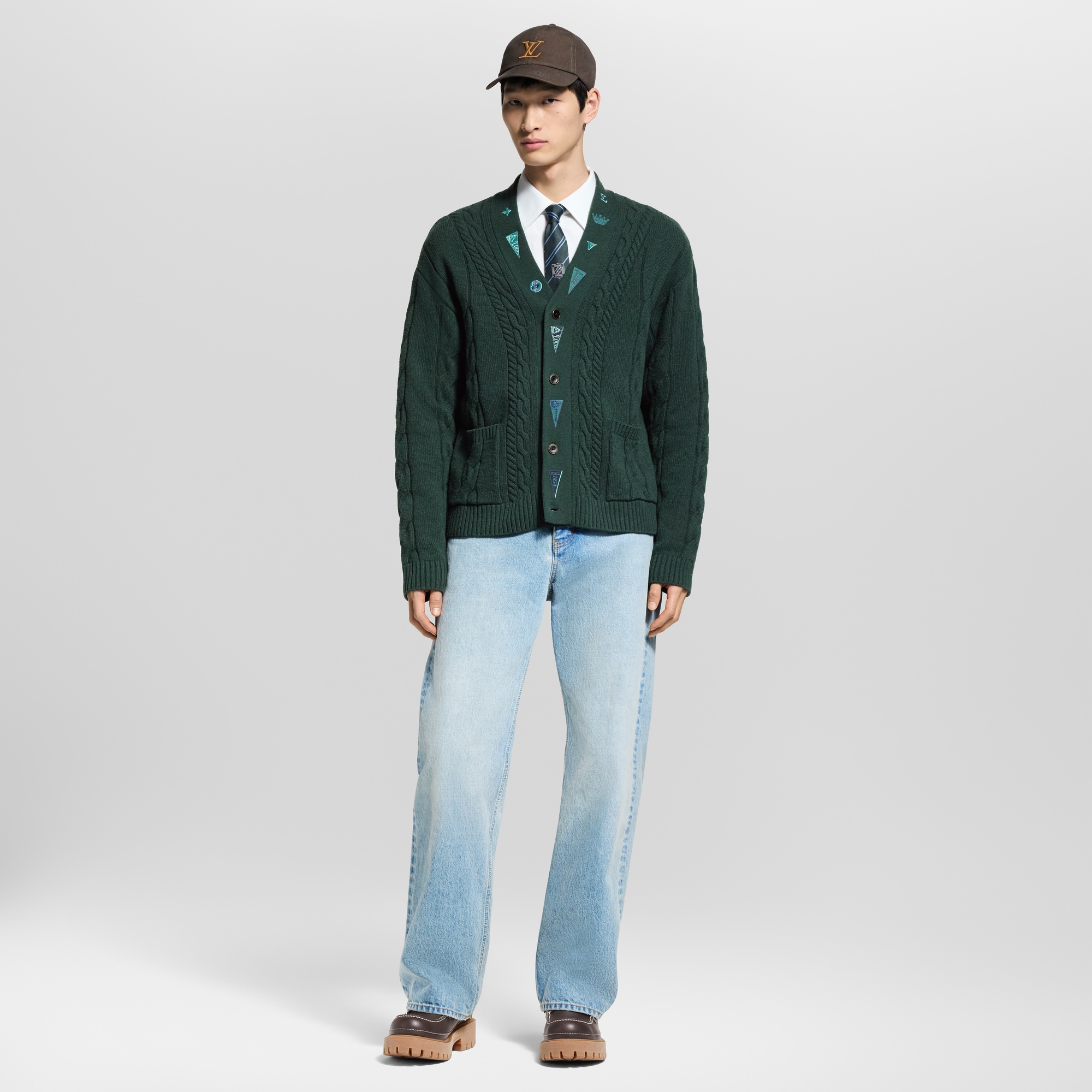 Embroidered Cable Knit Cardigan - Men - Ready-to-Wear | LOUIS